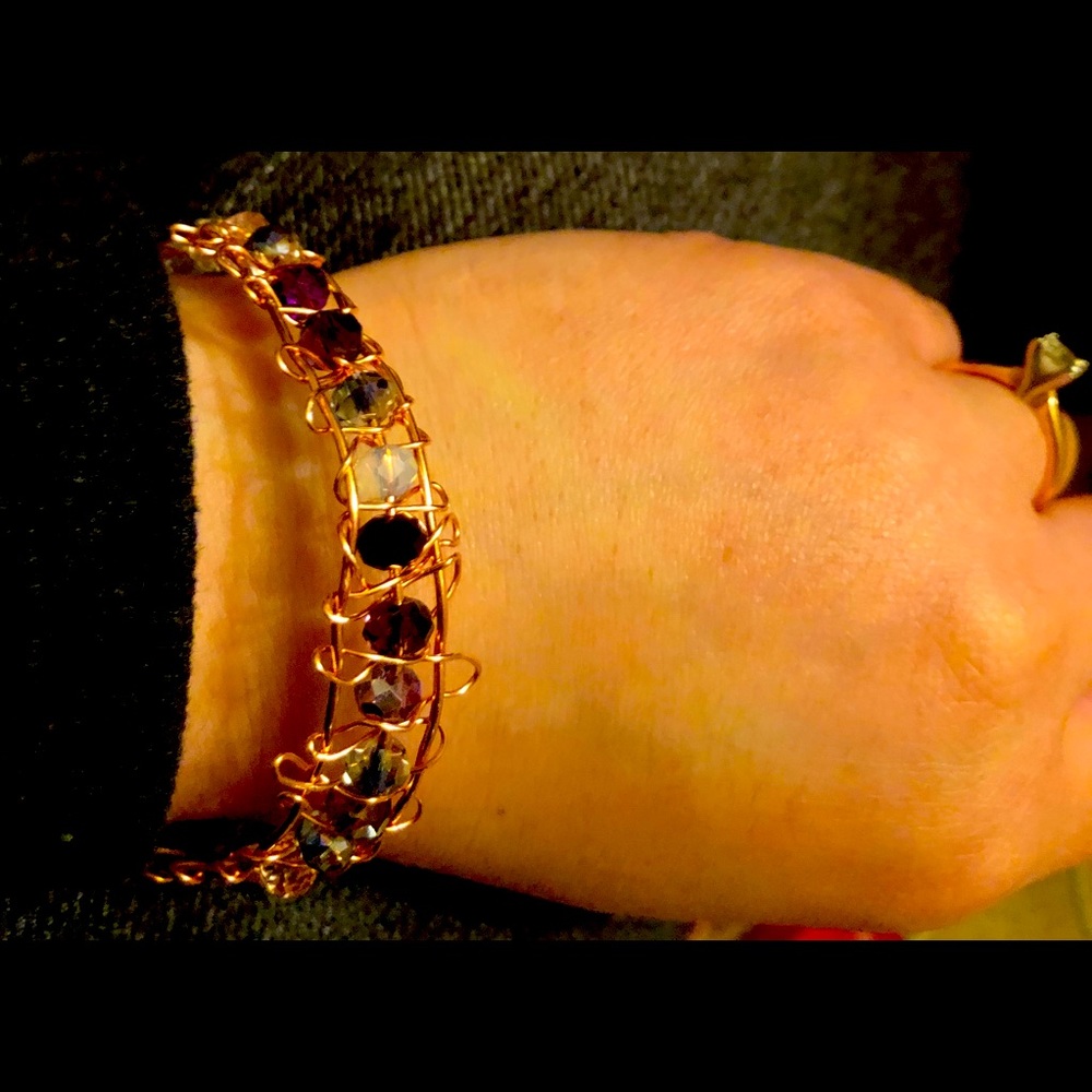 Crystal copper handwoven cuff
